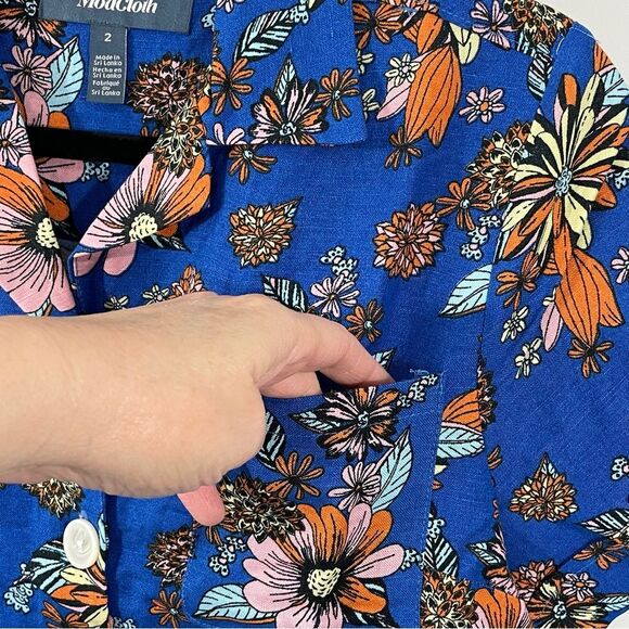 NWT‎ ModCloth Summer Camp Solstice Sapphire Blue Floral Print Romper Size 2 - Picture 8 of 9